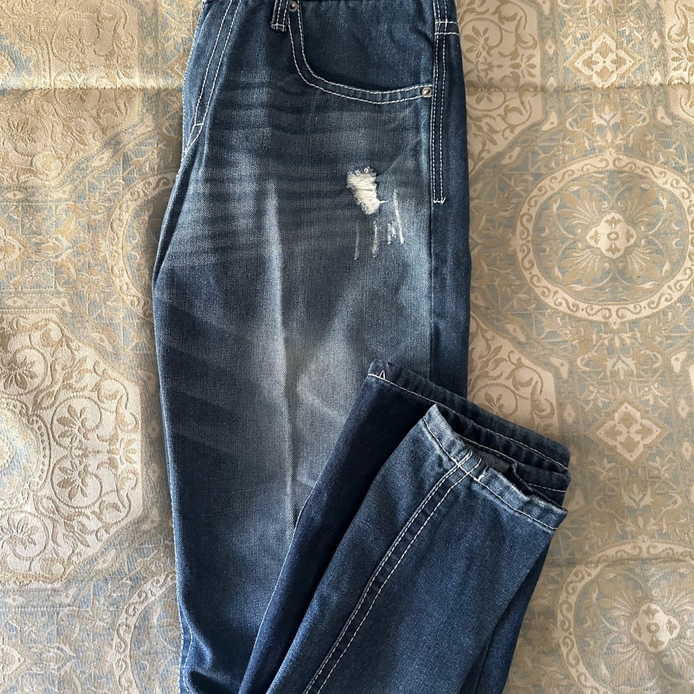 Stylish Distressed Blue Jeans